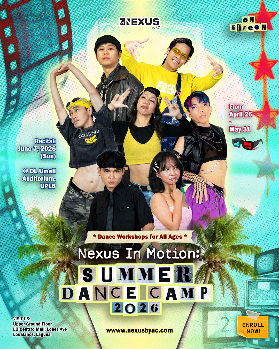 Nexus In Motion Summer Dance Camp 2026 — dance workshops for all ages, April 26 to May 31, recital at DL Umali Auditorium UPLB